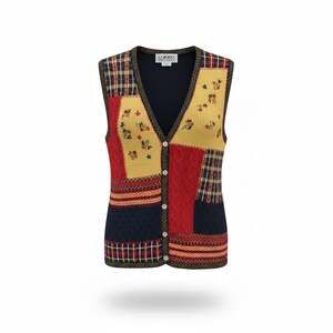 Vintage Jantzen Classics Hand Embroidered Patchwork Knit Sweater Vest Small